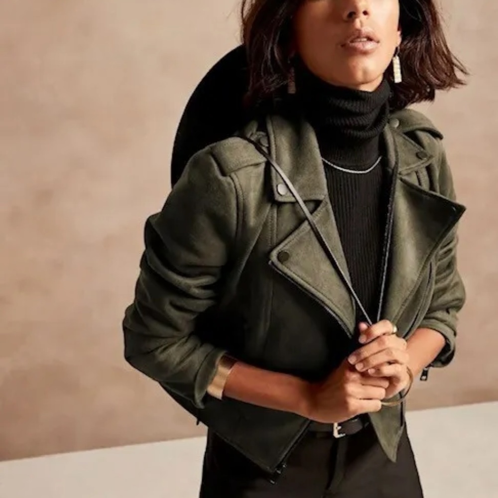 Banana Republic Faux Suede Green Jacket - Size Small